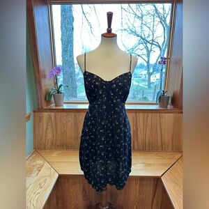American Eagle Outfitters Navy Floral Spaghetti-Strap Mini Dress XL